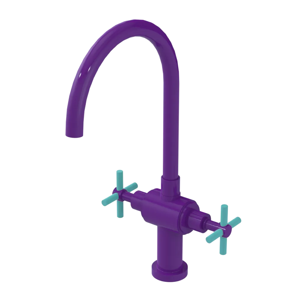 Rubinet Two Handle Single Hole Kitchen Set with LaSalle Spout Purple Haze