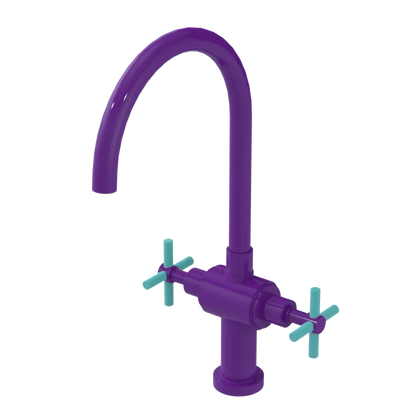 Rubinet Two Handle Single Hole Kitchen Set with LaSalle Spout Purple Haze