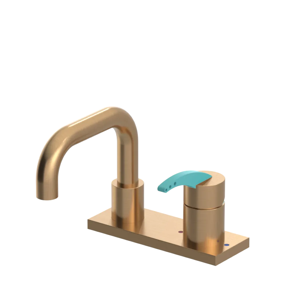 Rubinet 4" Centre Single Control Lav. Set. with Genesis spout (less drain) Satin Gold