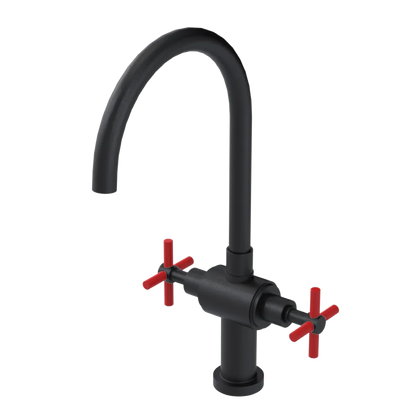 Rubinet Two Handle Single Hole Kitchen Set with LaSalle Spout Matt Black