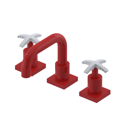 Rubinet Widespread Lav. Set. with Genesis spout (less drain) Red