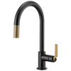 Litze Pull-Down Faucet with Arc Spout and Industrial Handle - Matte Black / Brilliance® Luxe Gold®