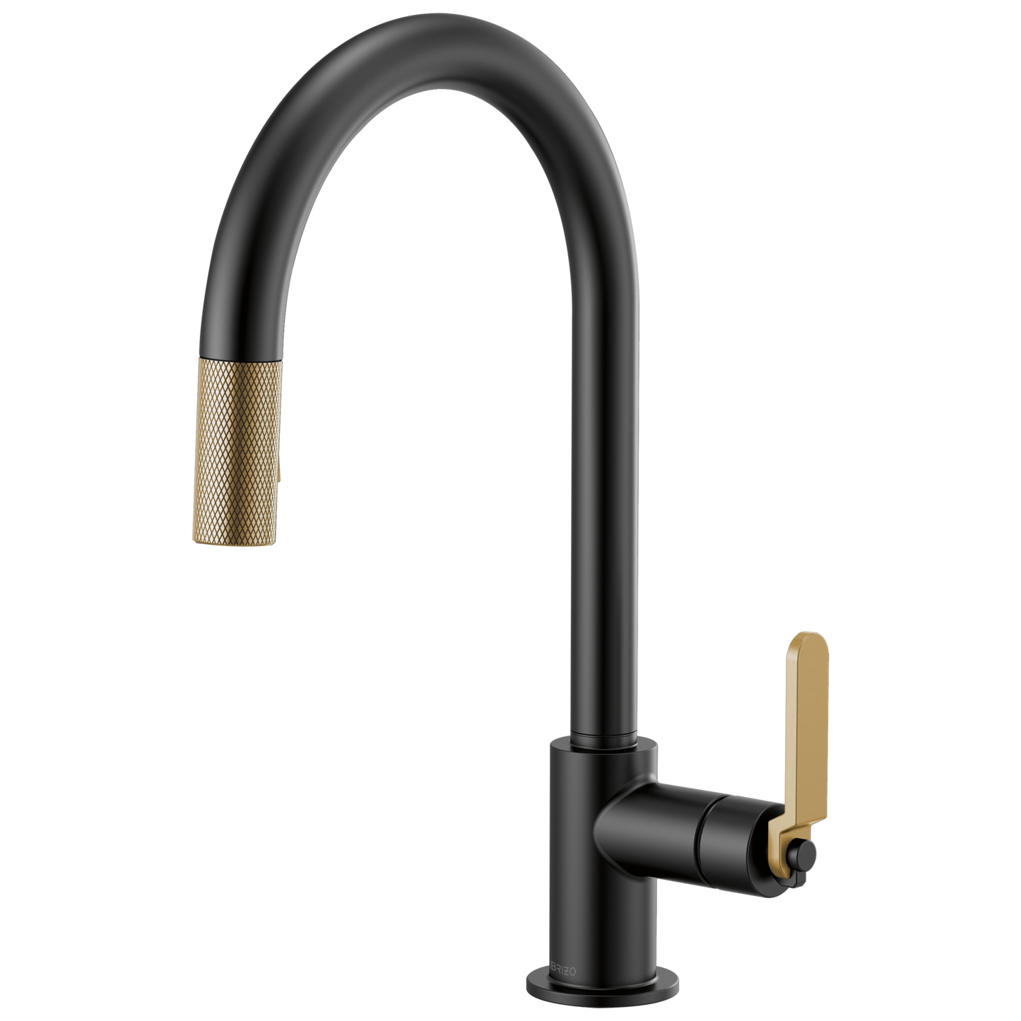 Litze Pull-Down Faucet with Arc Spout and Industrial Handle - Matte Black / Brilliance® Luxe Gold®