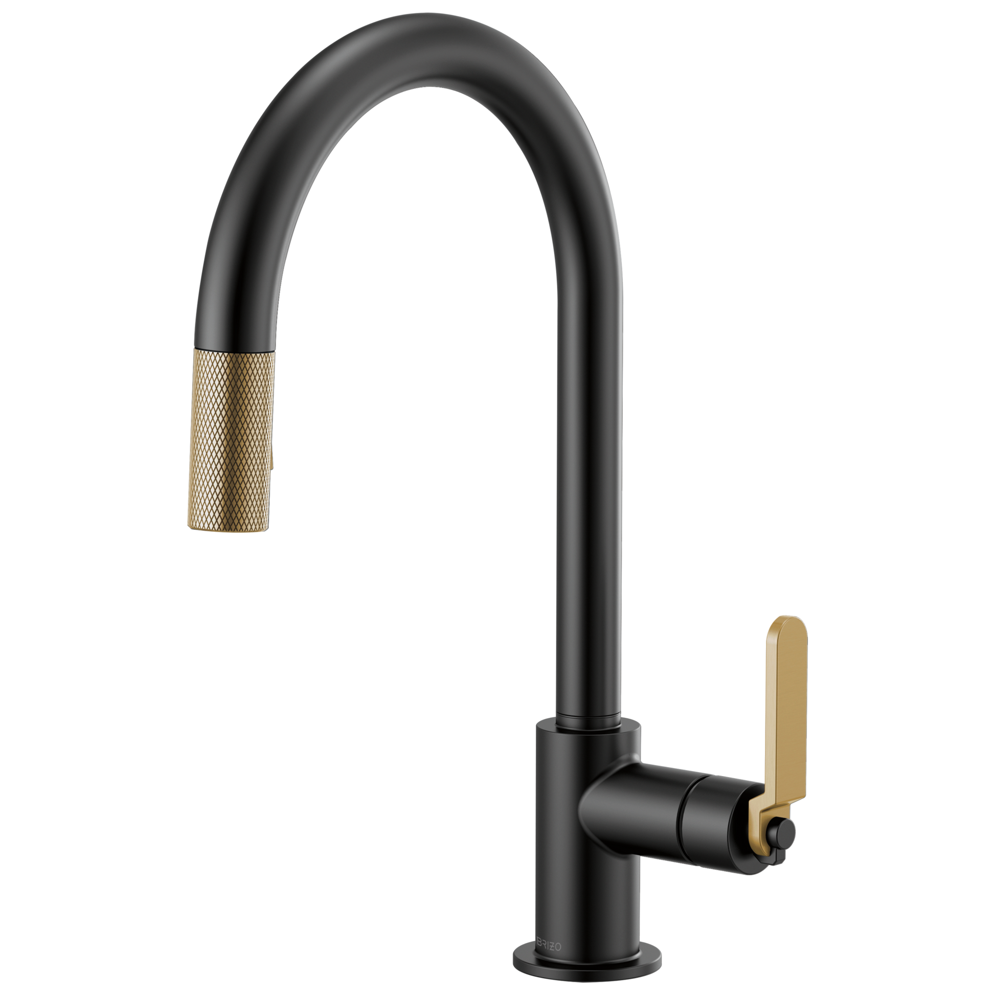 Litze Pull-Down Faucet with Arc Spout and Industrial Handle - Matte Black / Brilliance® Luxe Gold®