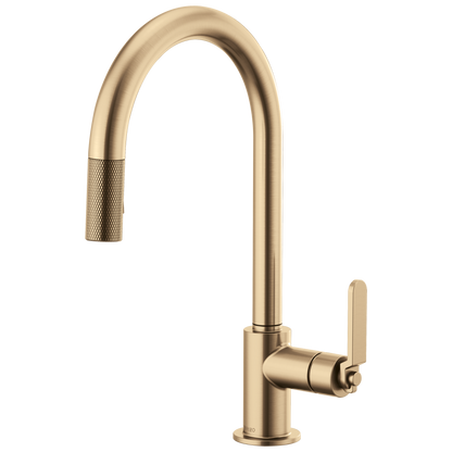 Litze Pull-Down Faucet with Arc Spout and Industrial Handle - Brilliance® Luxe Gold®