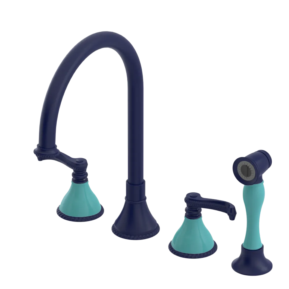 Rubinet Widespread Kitchen Set with Hand Spray Midnight Blue