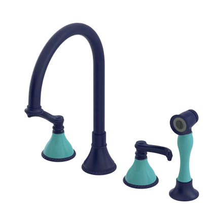 Rubinet Widespread Kitchen Set with Hand Spray Midnight Blue