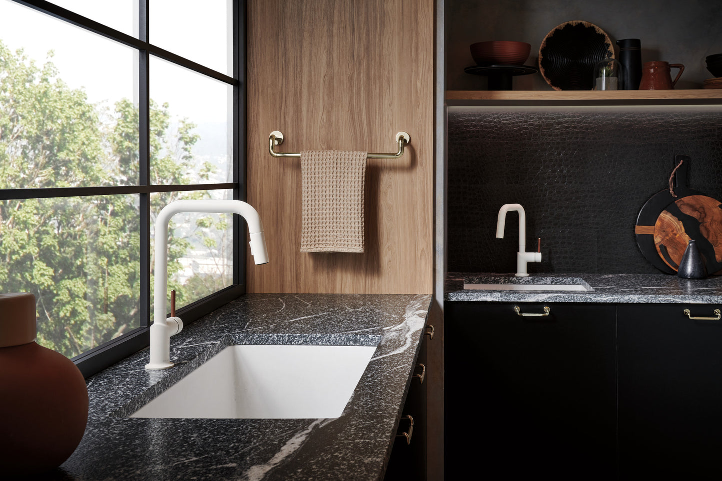 Odin Pull-Down Prep Faucet with Square Spout - Less Handle lifestyle
