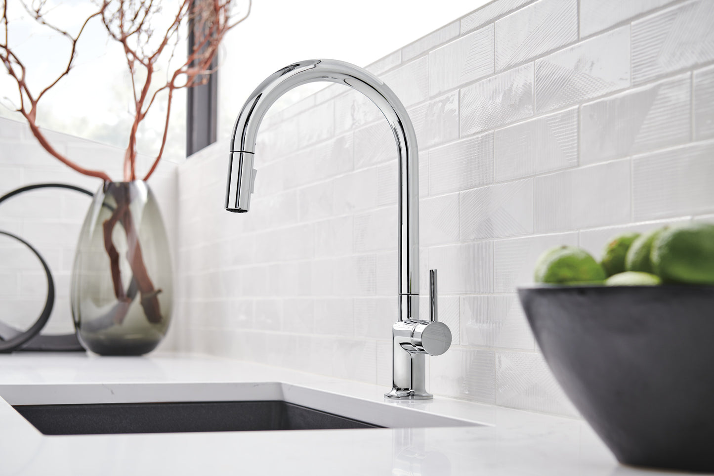 Odin Pull-Down Faucet with Arc Spout - Less Handle lifestyle