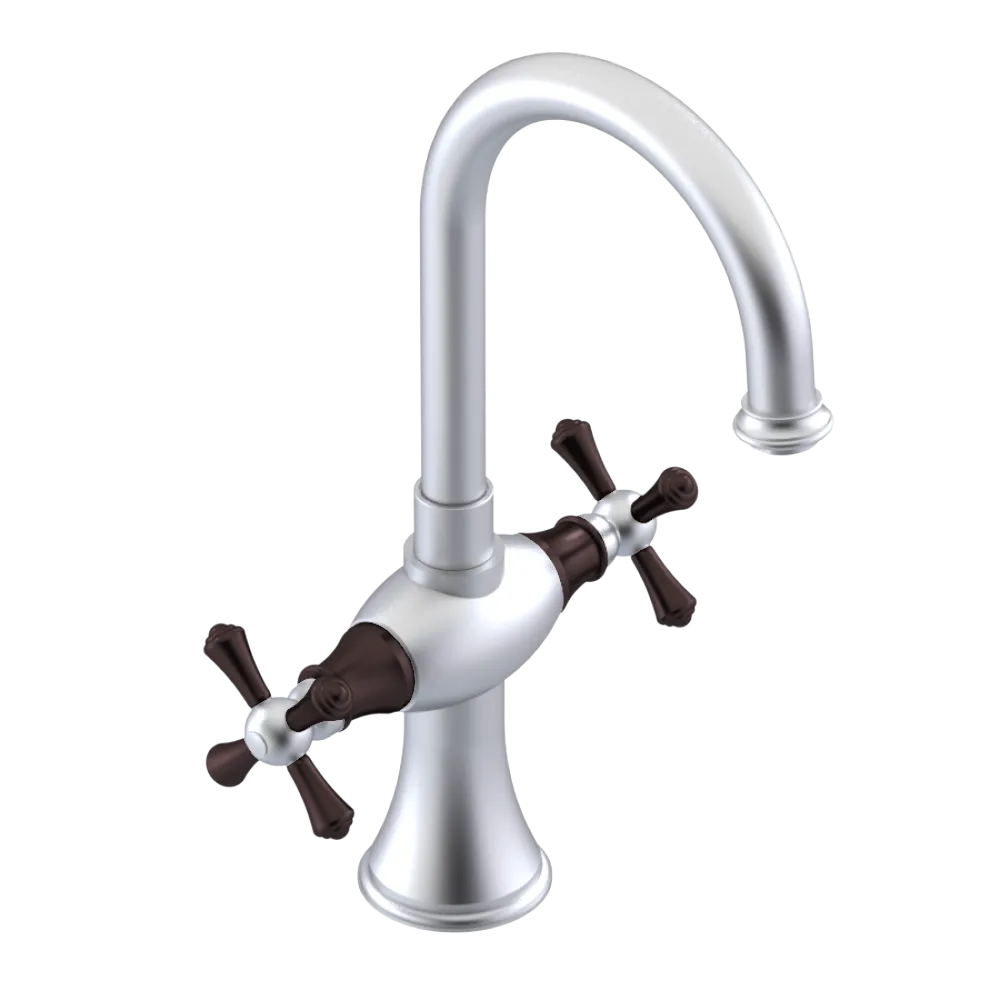 Rubinet Single Hole Dual Handle Lav. Set. (less drain) Satin Chrome