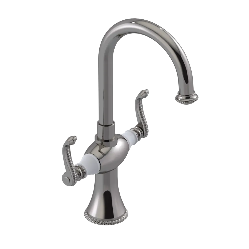 Rubinet Single Hole Dual Handle Lav. Set. (less drain) Polished Nickel