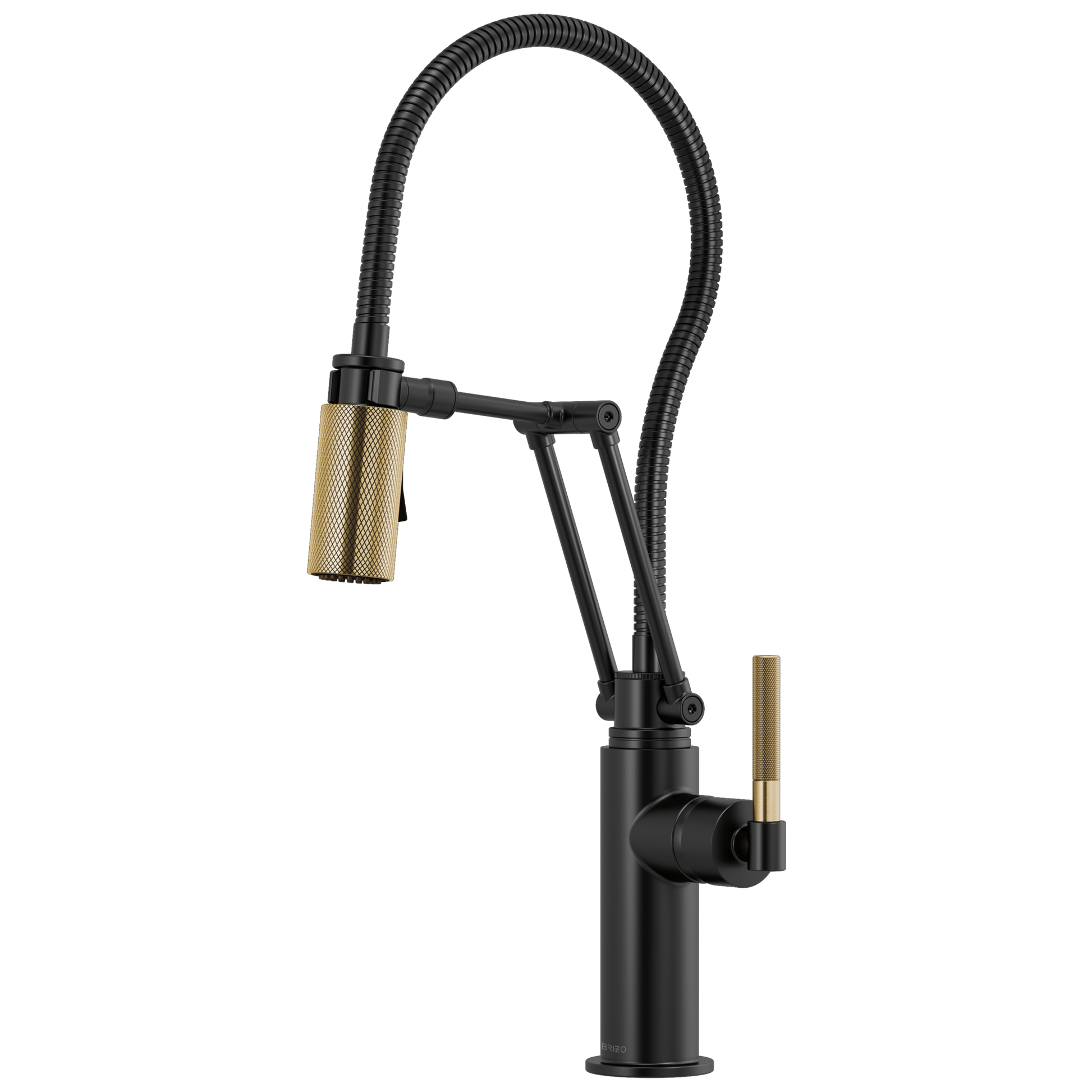 Litze Articulating Faucet With Finished Hose - Matte Black / Brilliance® Luxe Gold®