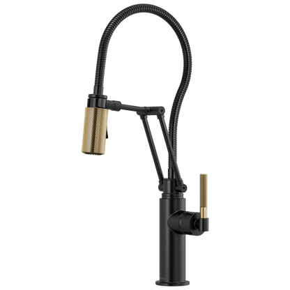 Litze Articulating Faucet With Finished Hose - Matte Black / Brilliance® Luxe Gold®