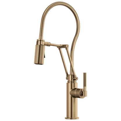 Litze Articulating Faucet With Finished Hose - Brilliance® Luxe Gold®