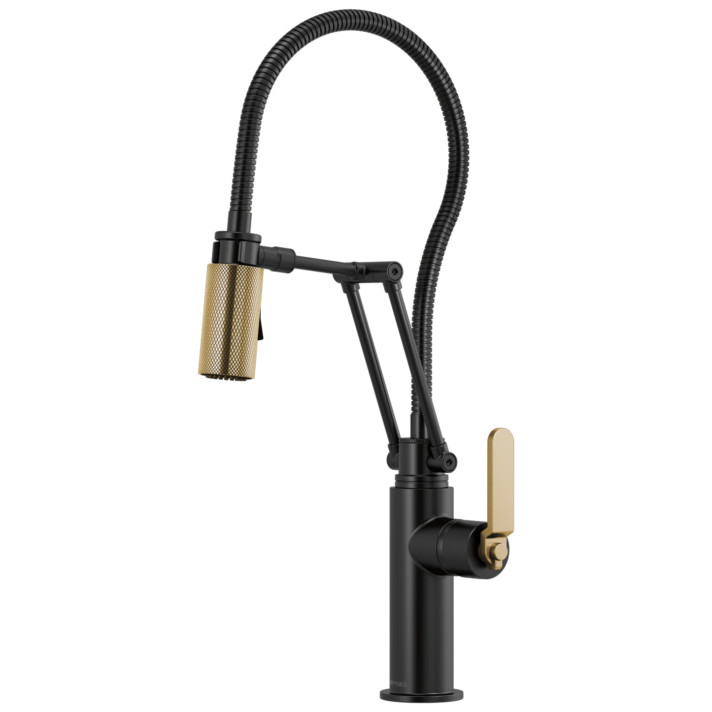 Litze Articulating Faucet With Finished Hose - Matte Black / Brilliance® Luxe Gold®