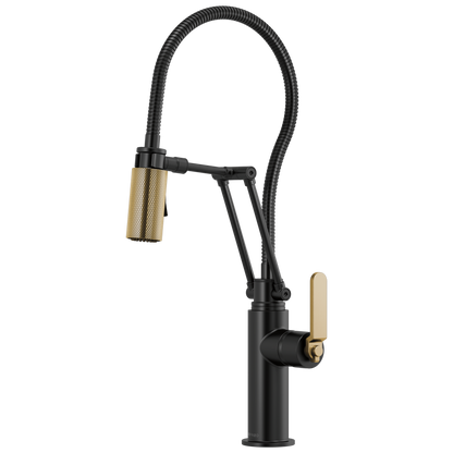 Litze Articulating Faucet With Finished Hose - Matte Black / Brilliance® Luxe Gold®