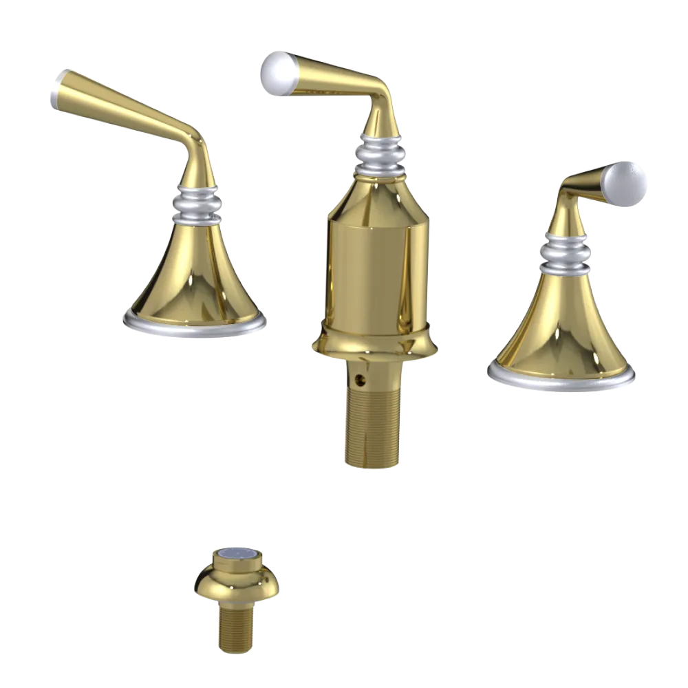 Rubinet Bidet Fitting with Spray, Diverter, and Vacum Breaker (Less Drain) Natural Brass