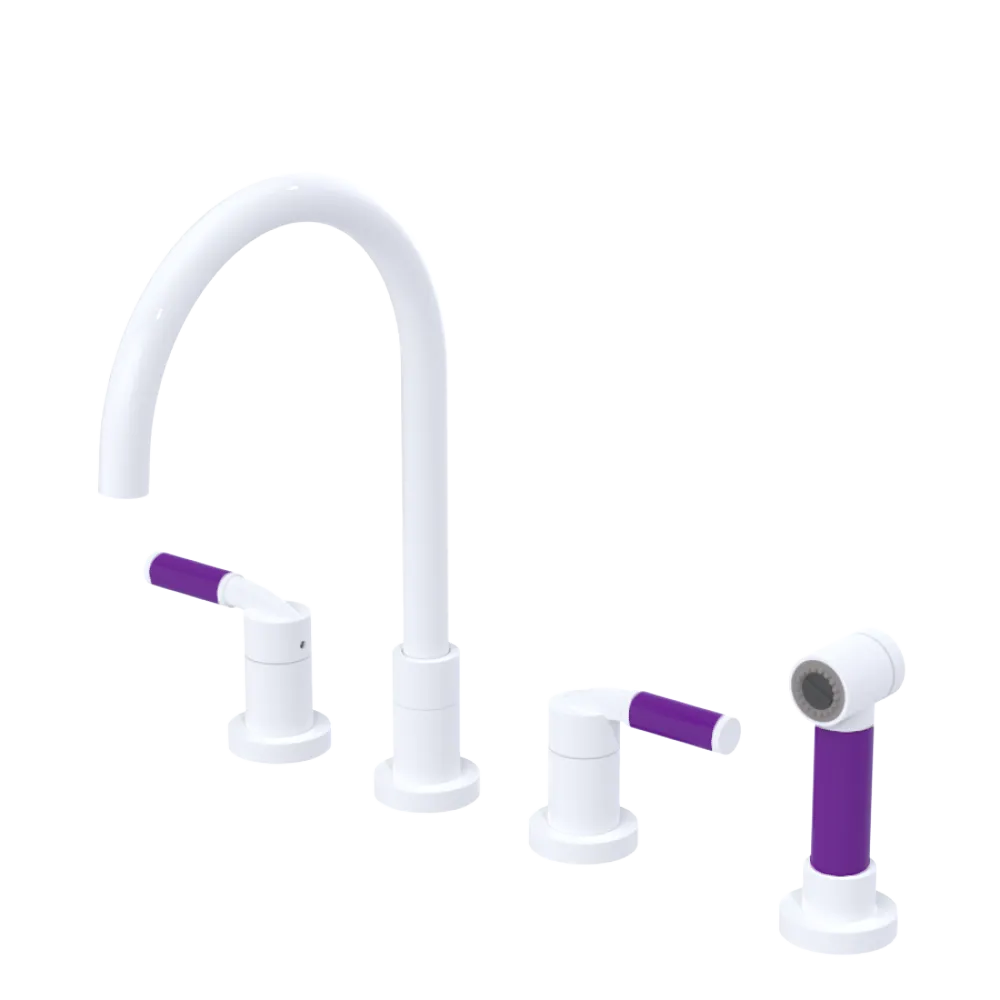 Rubinet Widespread Kitchen Set with Hand Spray White
