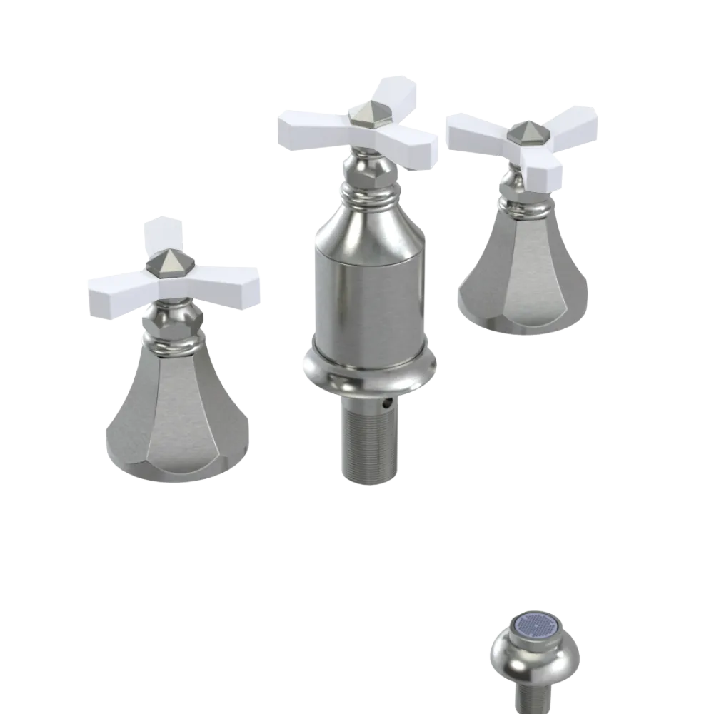 Rubinet Bidet Fitting with Spray, Diverter, and Vacum Breaker (Less Drain) Satin Nickel