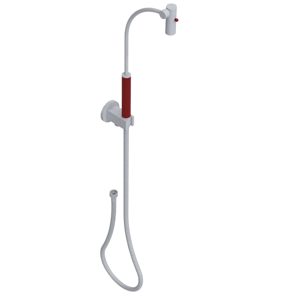 Rubinet Hand Held Shower Bidet with Extended Reach & Dual Function Spray Including Wall Bracket with Supply & Hose (Round) Matt White