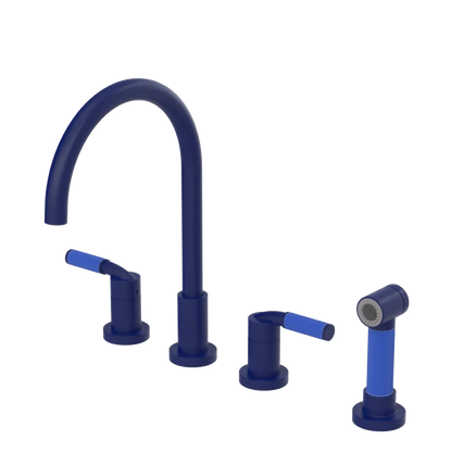 Rubinet Widespread Kitchen Set with Hand Spray Midnight Blue