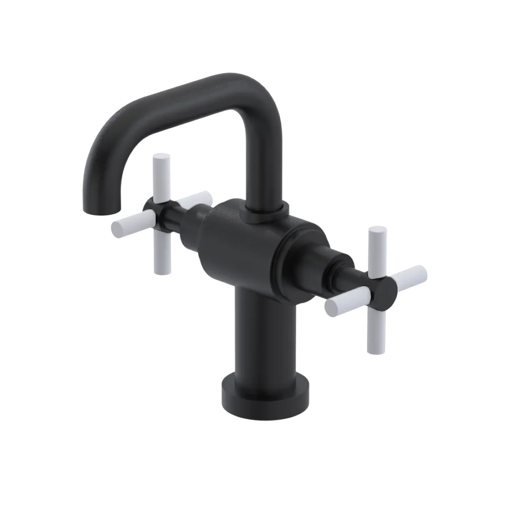 Rubinet Single Hole Dual Handle Lav. Set. (less drain) Matt Black