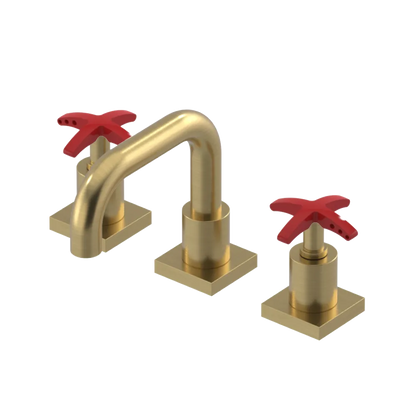 Rubinet Widespread Lav. Set. with Genesis spout (less drain) Satin Brass