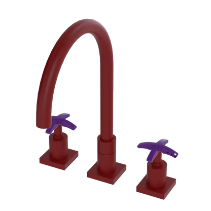 Rubinet Widespread Kitchen Set Maroon