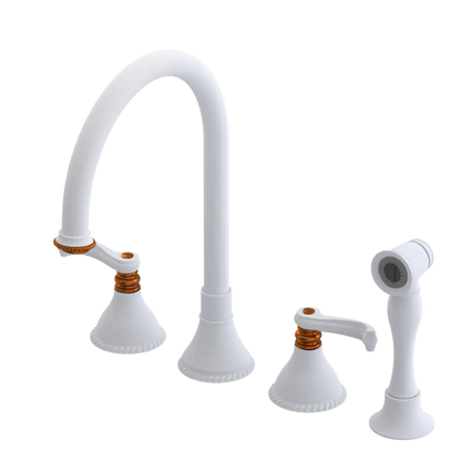 Rubinet Widespread Kitchen Set with Hand Spray Matt White