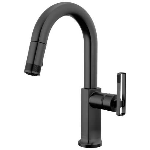 Brizo Kintsu Pull-Down Prep Faucet with Arc Spout - Less Handle - Complete Kit - Matte Black