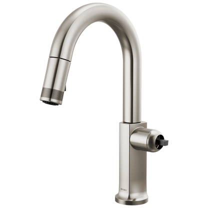 Kintsu Pull-Down Prep Faucet with Arc Spout - Less Handle - Lumicoat® Stainless