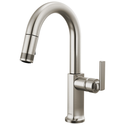 Brizo Kintsu Pull-Down Prep Faucet with Arc Spout - Less Handle - Complete Kit - Lumicoat® Stainless