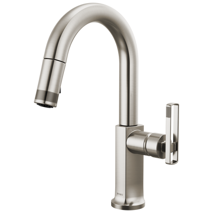 Brizo Kintsu Pull-Down Prep Faucet with Arc Spout - Less Handle - Complete Kit - Lumicoat® Stainless