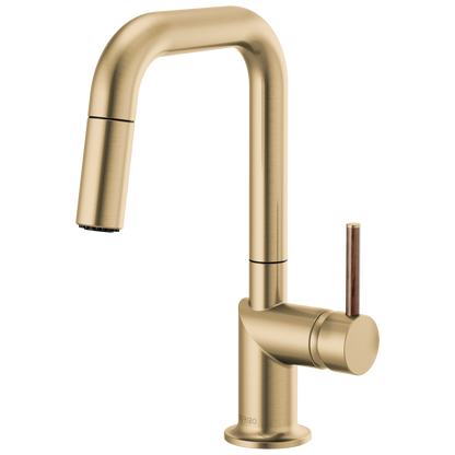 Brizo Odin Pull-Down Prep Faucet with Square Spout - Less Handle - Complete Kit - Brilliance® Luxe Gold®