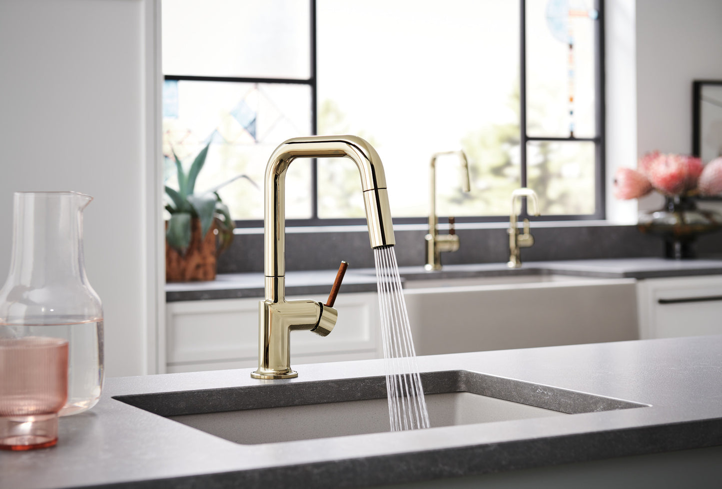 Odin Pull-Down Prep Faucet with Square Spout - Less Handle lifestyle