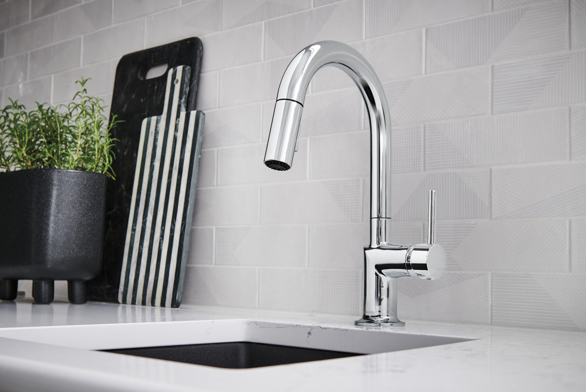 Odin Pull-Down Prep Faucet with Arc Spout - Less Handle lifestyle