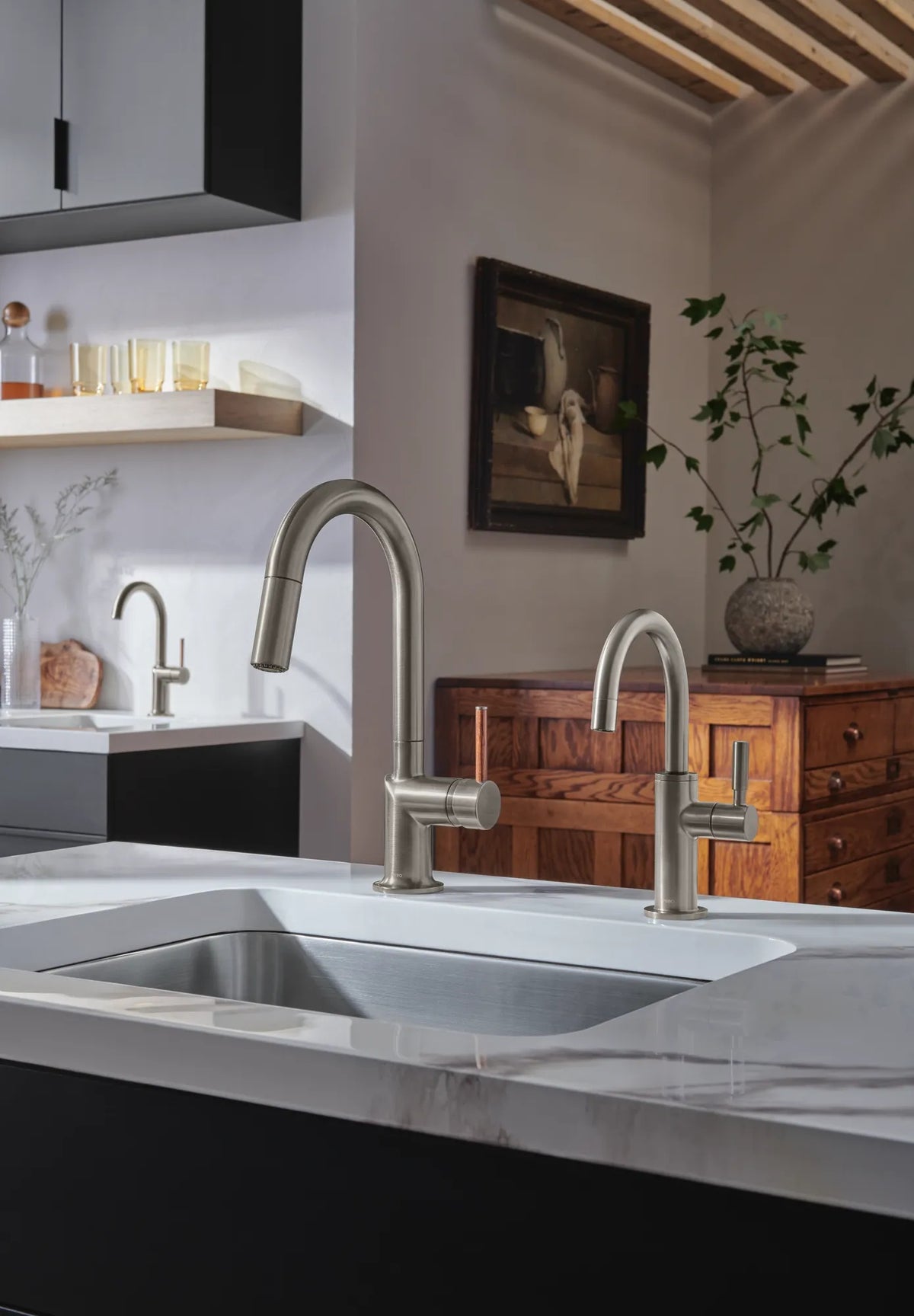 Odin Pull-Down Prep Faucet with Arc Spout - Less Handle lifestyle