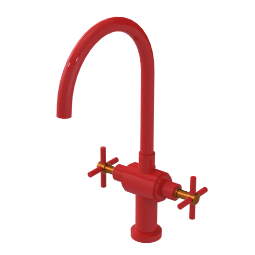 Rubinet Two Handle Single Hole Kitchen Set with LaSalle Spout Red