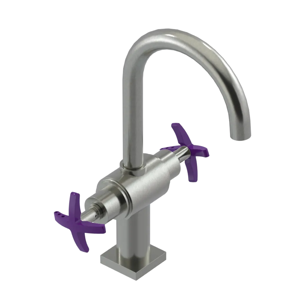 Rubinet Single Hole Dual Handle Lav. Set. (less drain) Satin Nickel