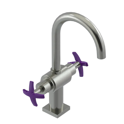 Rubinet Single Hole Dual Handle Lav. Set. (less drain) Satin Nickel