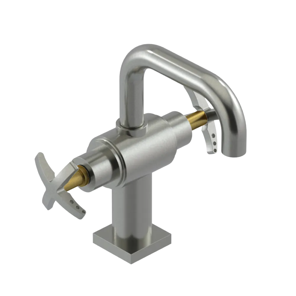Rubinet Single Hole Dual Handle Lav. Set. with Genesis spout (less drain) Satin Nickel