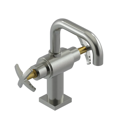 Rubinet Single Hole Dual Handle Lav. Set. with Genesis spout (less drain) Satin Nickel