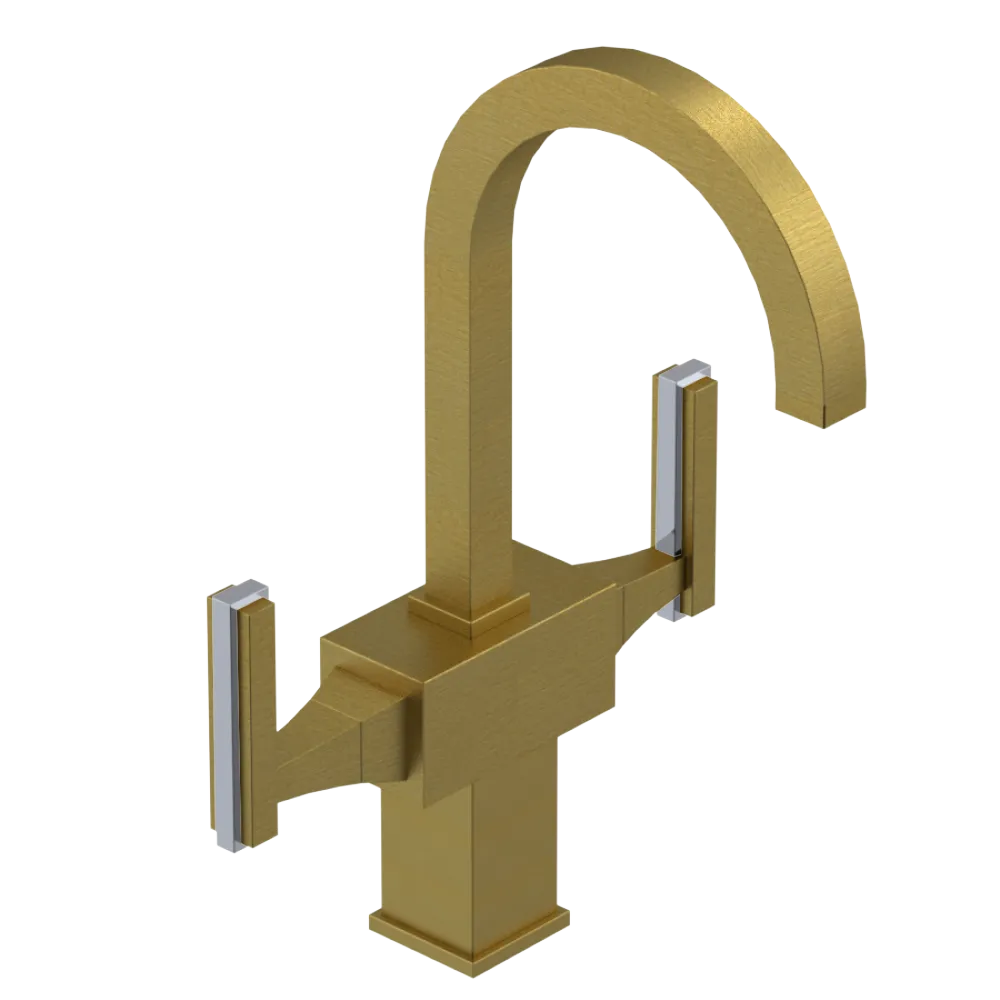 Rubinet Single Hole Dual Handle Lav. Set. (less drain) Antique Brass Matt