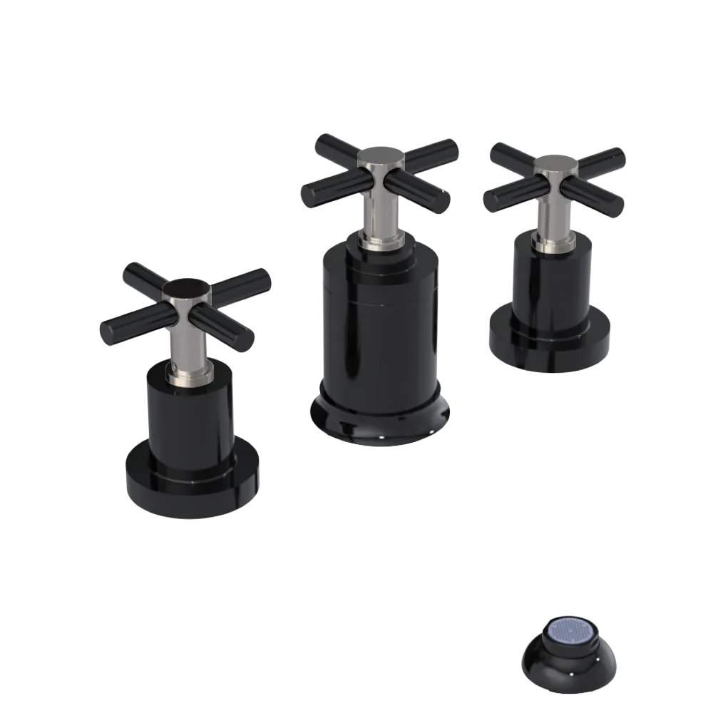 Rubinet Bidet Fitting with Spray, Diverter, and Vacuum Breaker (less drain) Black