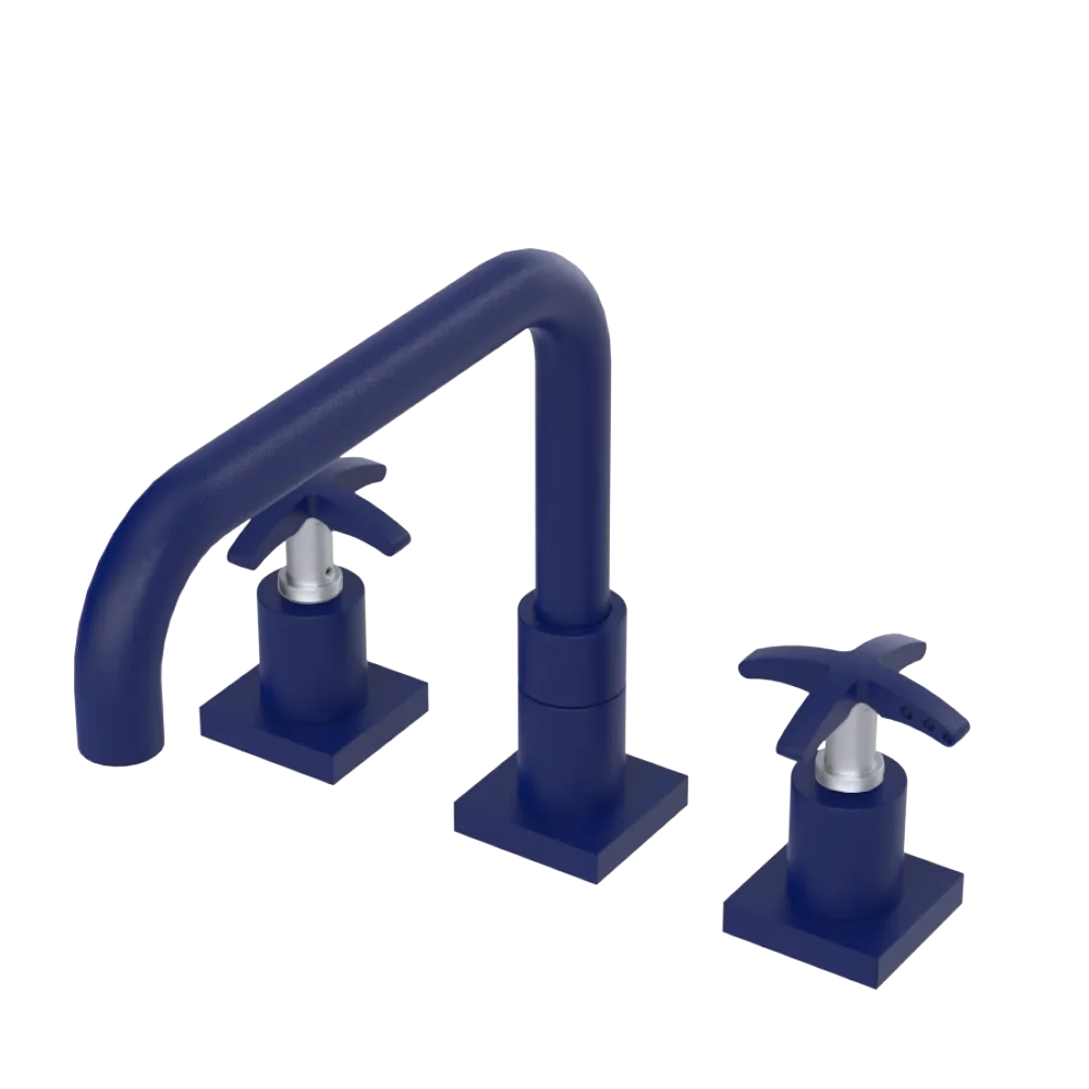 Rubinet Widespread Kitchen Set with Genesis Spout Midnight Blue