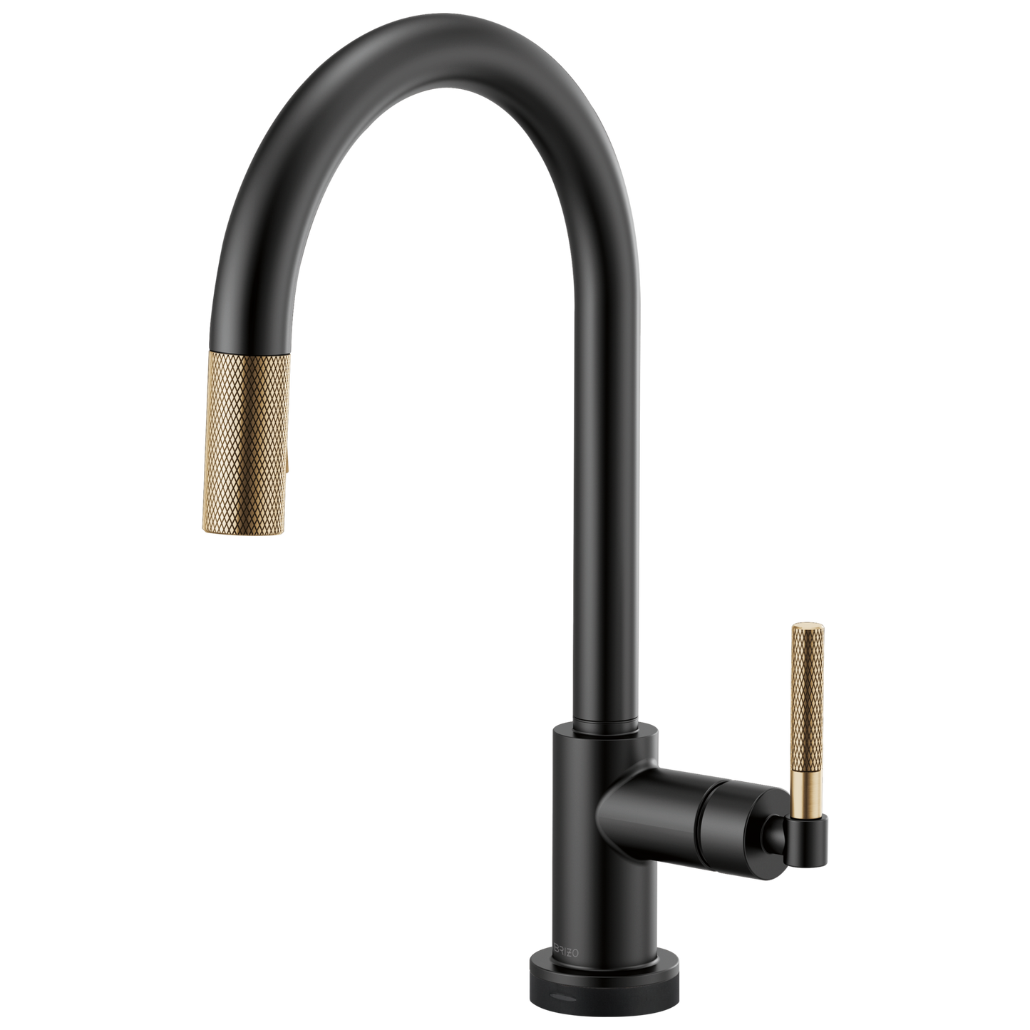 Litze SmartTouch Pull-Down Kitchen Faucet with Arc Spout and Knurled Handle - Matte Black / Brilliance® Luxe Gold®