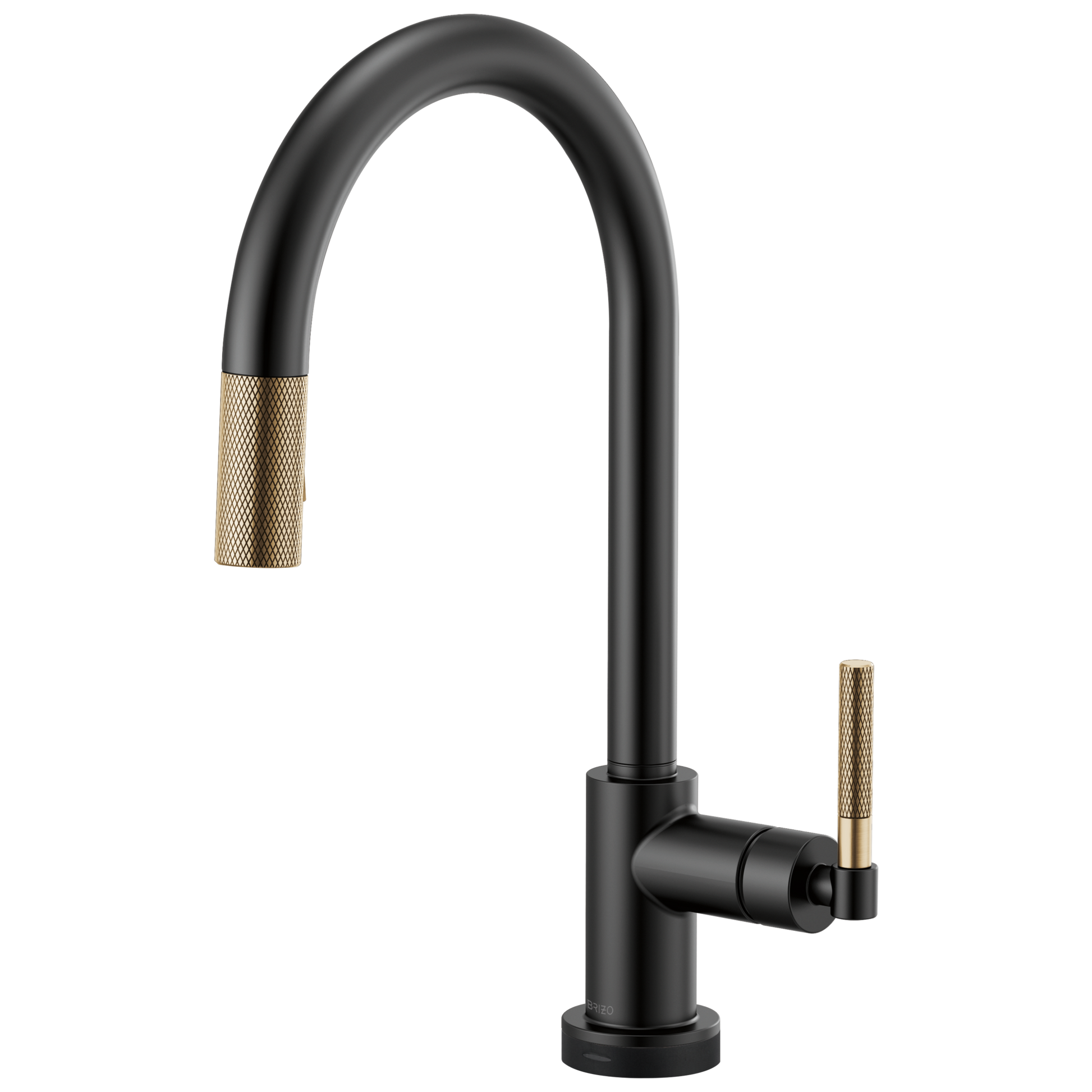 Litze SmartTouch Pull-Down Kitchen Faucet with Arc Spout and Knurled Handle - Matte Black / Brilliance® Luxe Gold®