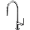 Litze SmartTouch Pull-Down Kitchen Faucet with Arc Spout and Knurled Handle - Polished Chrome