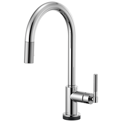 Litze SmartTouch Pull-Down Kitchen Faucet with Arc Spout and Knurled Handle - Polished Chrome