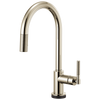 Litze SmartTouch Pull-Down Kitchen Faucet with Arc Spout and Knurled Handle - Brilliance® Polished Nickel